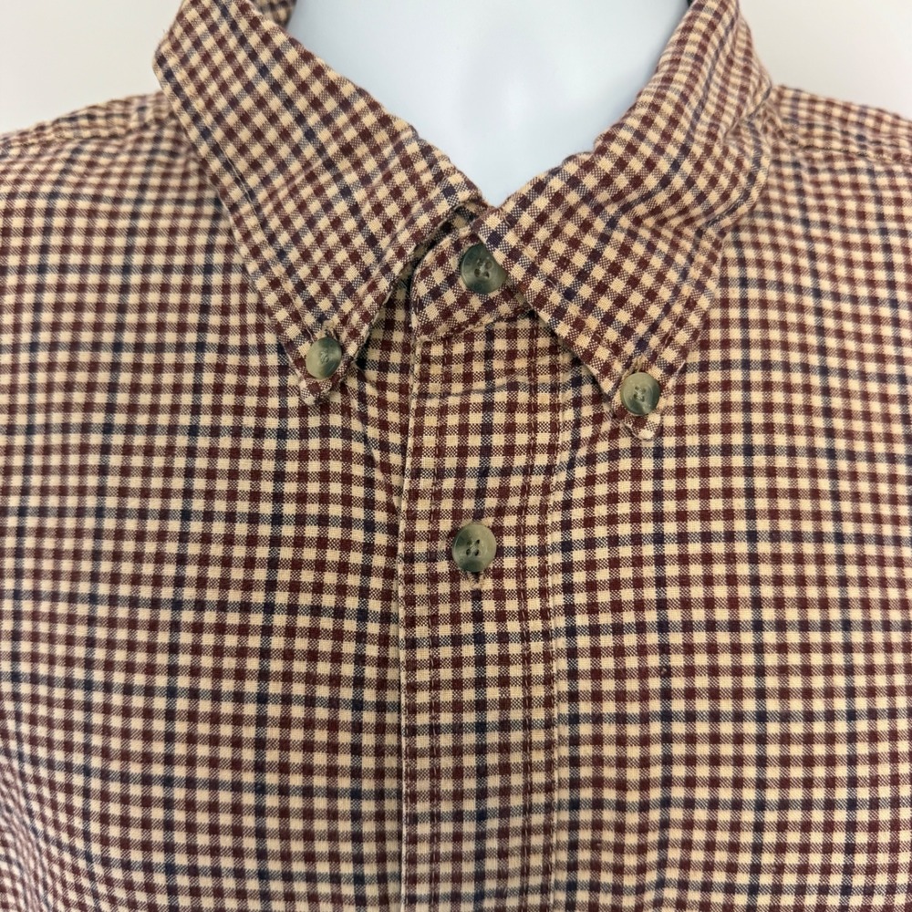 Timberland Mens Brown Gingham Check Long Sleeve Button Down Shirt XL - Picture 2 of 10